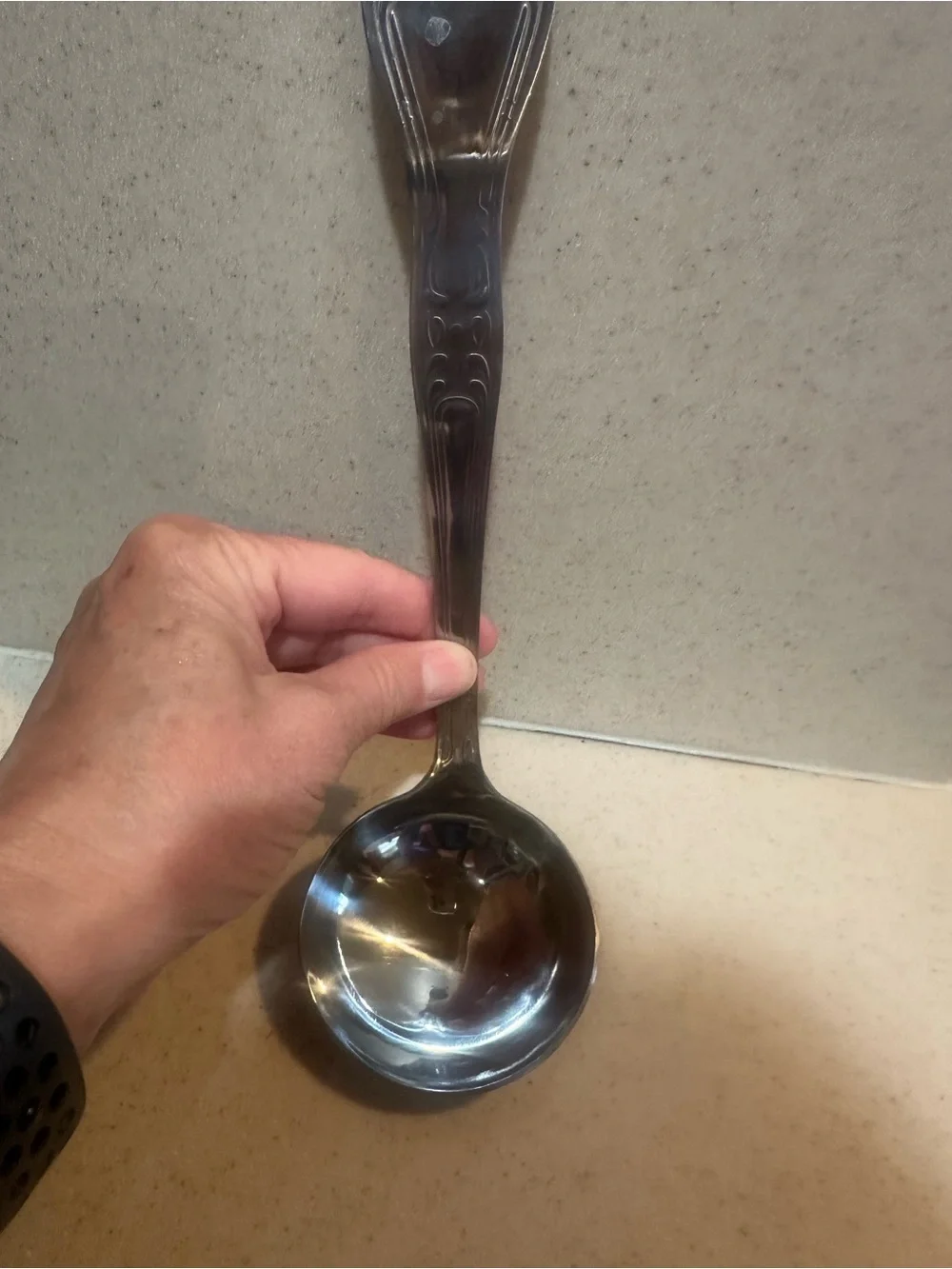 Ornate Stainless Steel Serving Ladle - Silver